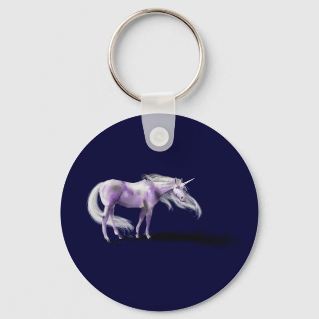 Purple Unicorn Badge Keychain (Front)