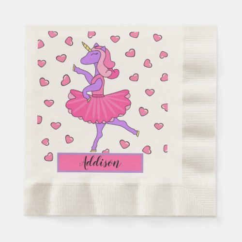 Purple unicorn ballerina with pink tutu napkins