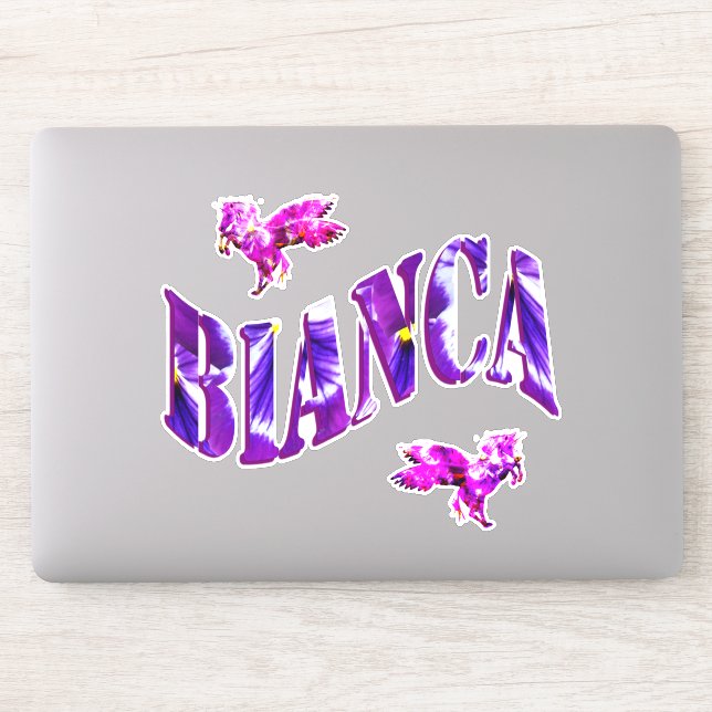 Purple Unicorn Bianca Name Logo, Sticker (Computer)