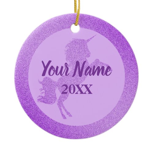 Purple Unicorn Birthday Ceramic Ornament