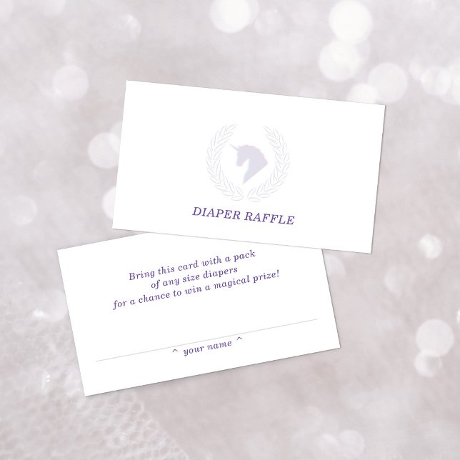 Purple Unicorn Bust Diaper Raffle Enclosure Card (Creator Uploaded)