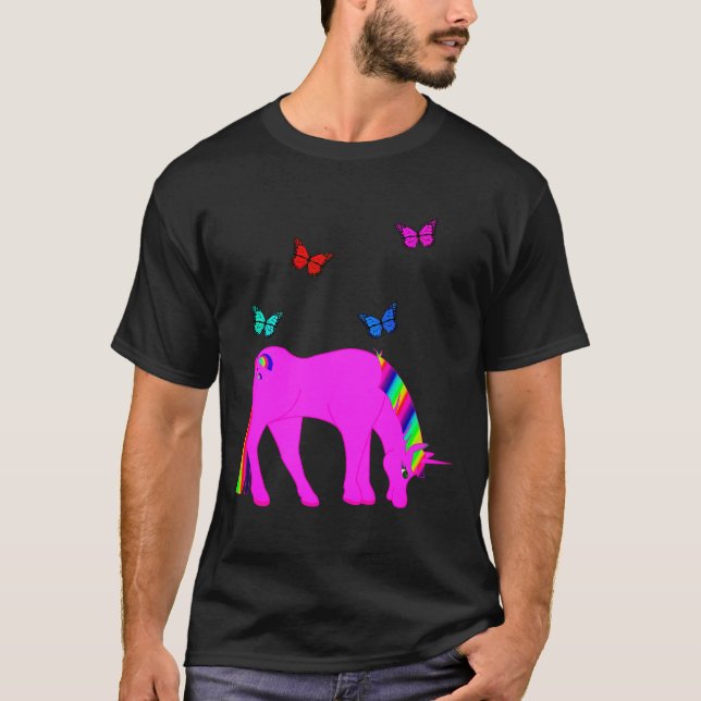 Purple Unicorn & Butterflies Men's T-Shirt ZKOA (Front)