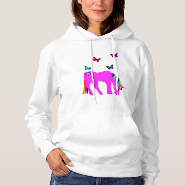 Purple Unicorn & Butterflies Women's Hoodie ZKOA (Front)