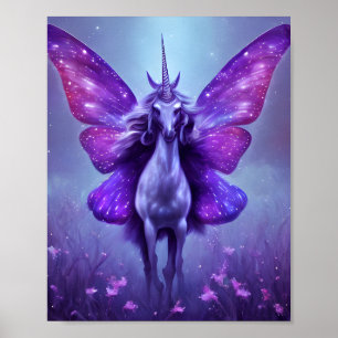Purple unicorn Butterfly  Poster