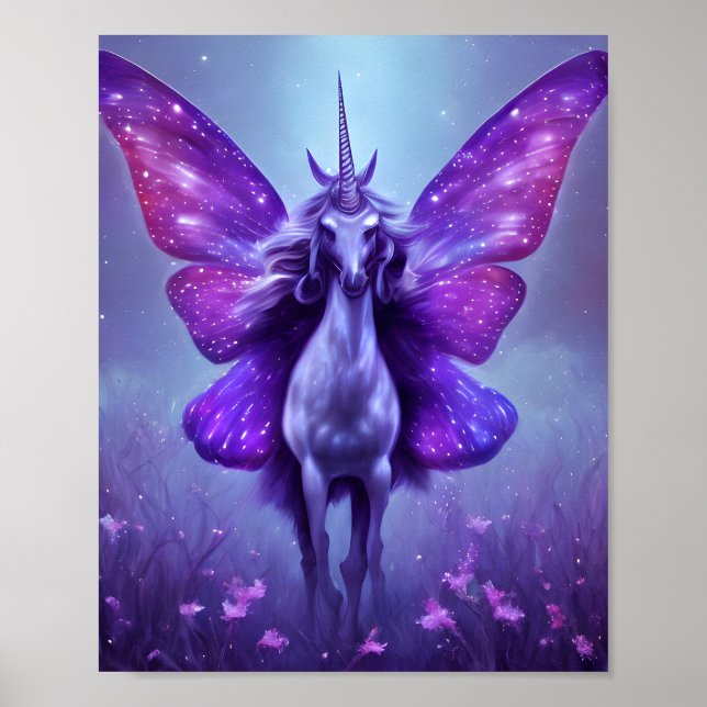 Purple unicorn Butterfly  Poster (Front)