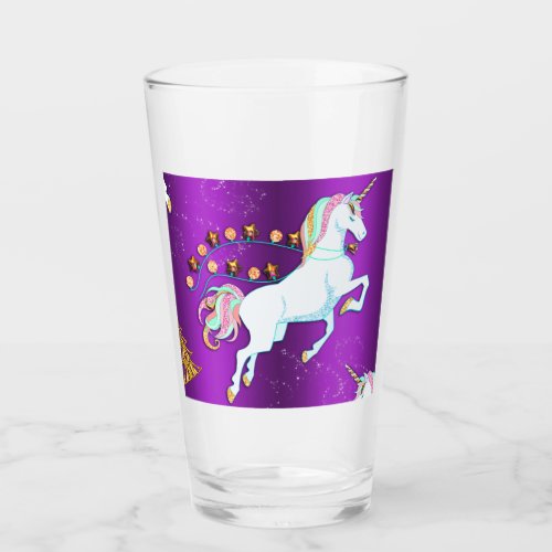 Purple Unicorn Christmas Glass