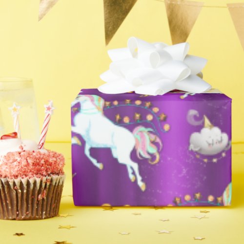 Purple Unicorn Christmas Wrapping Paper