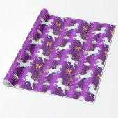 Purple Unicorn Christmas Wrapping Paper (Unrolled)