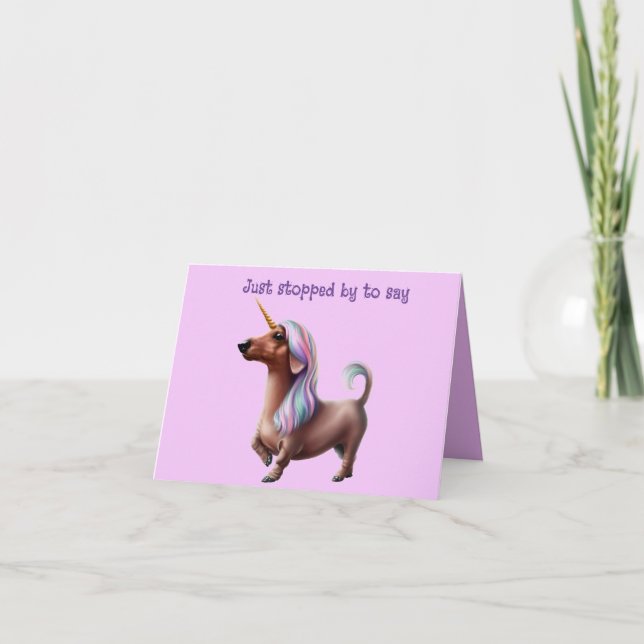 Purple Unicorn Dachshund Any Occasion Card (Front)