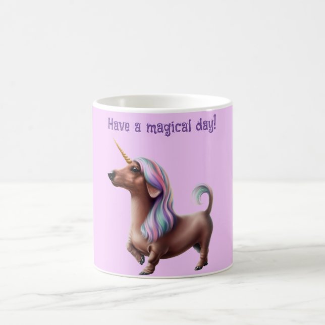 Purple Unicorn Dachshund  Coffee Mug (Center)