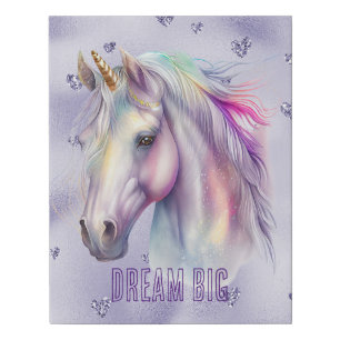 Purple Unicorn Dream Glitter Hearts Faux Canvas Print