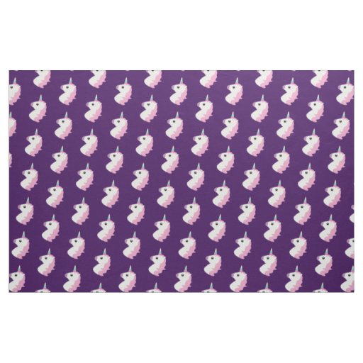 Purple Unicorn Emoji Pattern Fabric