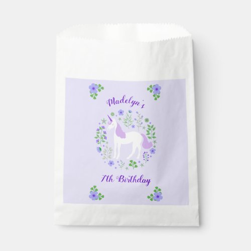 Purple Unicorn Faux Purple Glitter Birthday Favor Bag