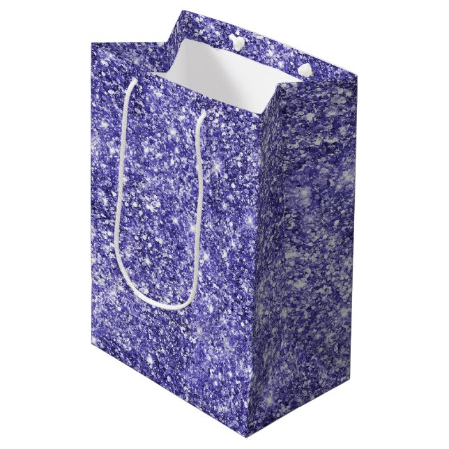 Purple Unicorn Glitter Birthday  Medium Gift Bag (Front Angled)