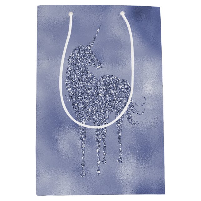 Purple Unicorn Glitter Medium Gift Bag (Front)