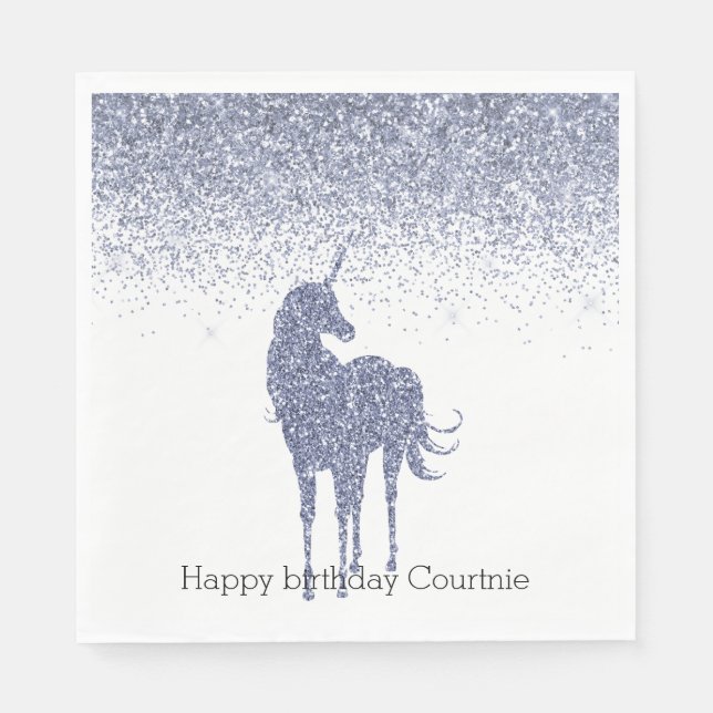 Purple Unicorn Glitter Napkins (Front)