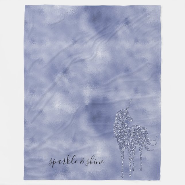 Purple Unicorn Glitter personalized Fleece Blanket (Front)