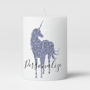 Purple Unicorn Glitter personalized Pillar Candle