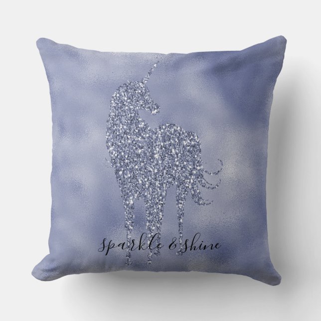 Purple Unicorn Glitter personalized Throw Pillow (Front)