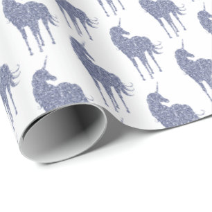 Purple Unicorn Glitter Wrapping Paper