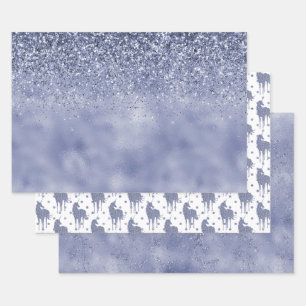 Purple Unicorn Glitter Wrapping Paper Sheets