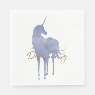 Purple Unicorn Gold Glitter Dream Big Sparkle Napkins