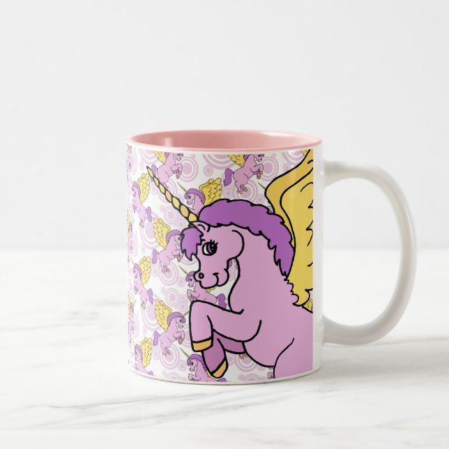 Purple Unicorn Graphic Two-Tone Coffee Mug (Right)