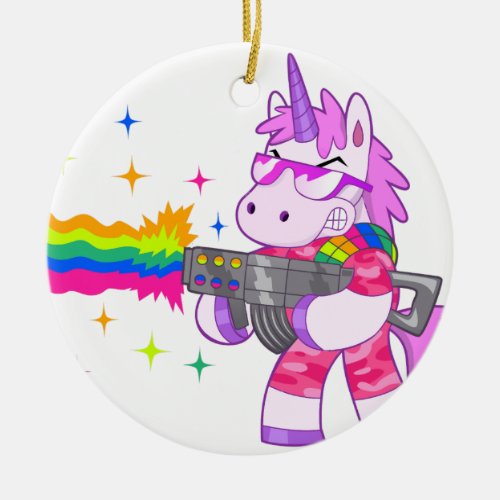 Purple Unicorn _ Gun Ceramic Ornament