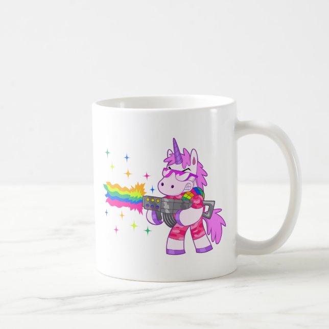 Purple Unicorn - Gun Coffee Mug (Right)