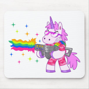 Purple Unicorn - Gun Mouse Pad