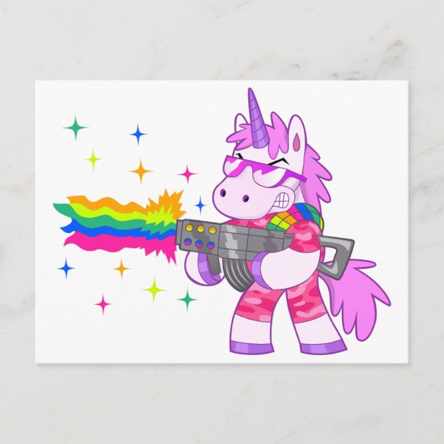 Purple Unicorn - Gun Postcard (Front)