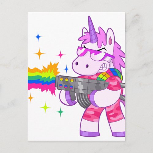 Purple Unicorn _ Gun Postcard