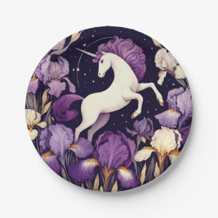 Purple Unicorn irises Unicorns Iris Paper Plates