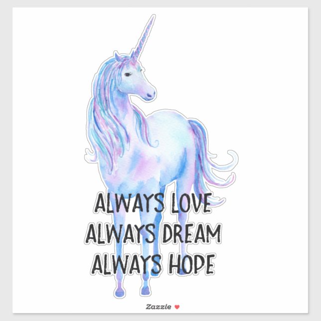Purple Unicorn Love Dream Hope Sticker (Sheet)