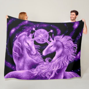Purple Unicorn Lovers Satin Plush Fleece Blanket