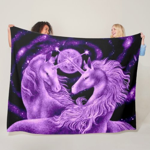 Purple Unicorn Lovers Satin Plush Fleece Blanket