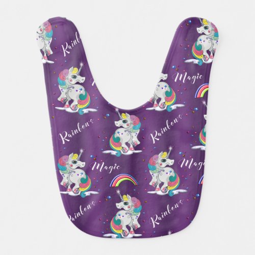 Purple Unicorn Magic Baby Bib