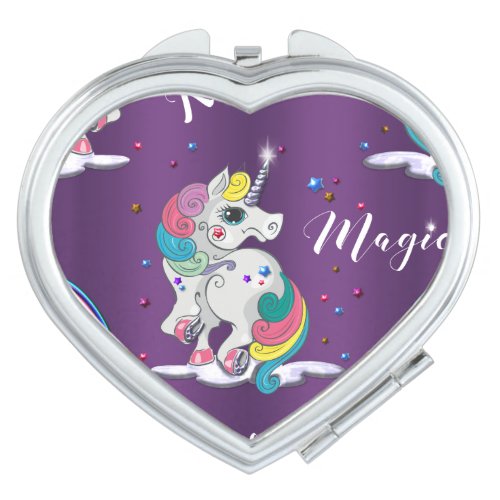 Purple Unicorn Magic Compact Mirror