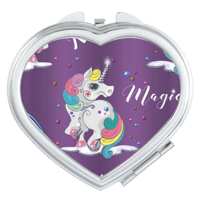 Purple Unicorn Magic Compact Mirror (Front)