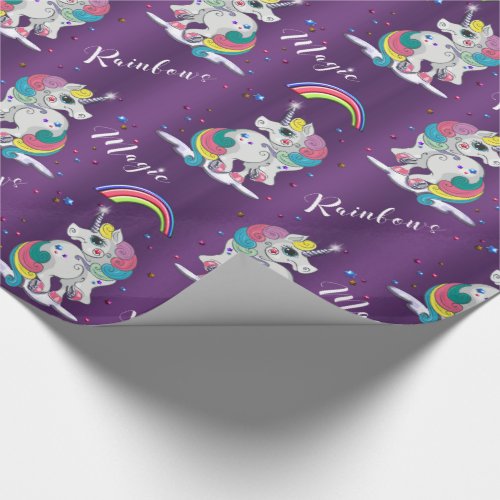 Purple Unicorn Magic Wrapping Paper