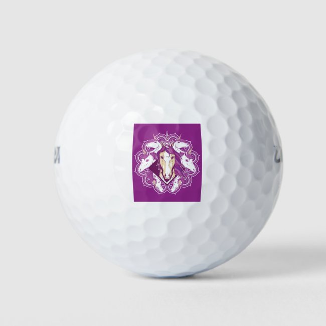 Purple Unicorn Mandala Golf Balls