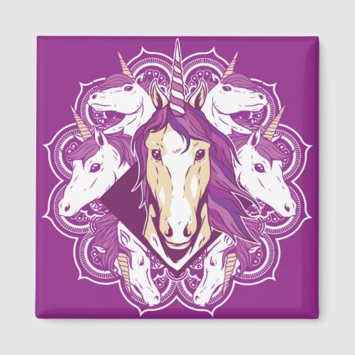 Purple Unicorn Mandala Magnet