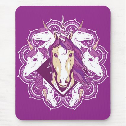 Purple Unicorn Mandala Mouse Pad
