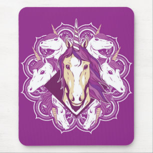 Purple Unicorn Mandala Mouse Pad