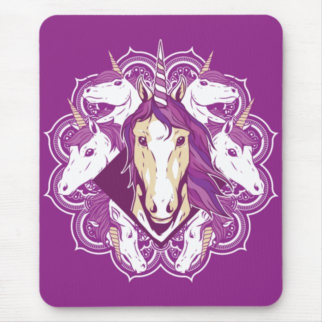 Purple Unicorn Mandala Mouse Pad (Front)