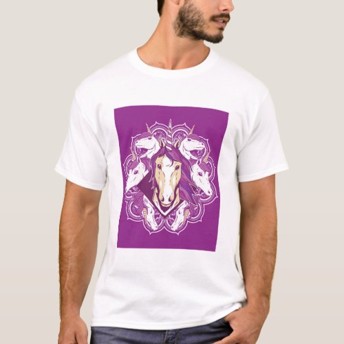 Purple Unicorn Mandala T_Shirt