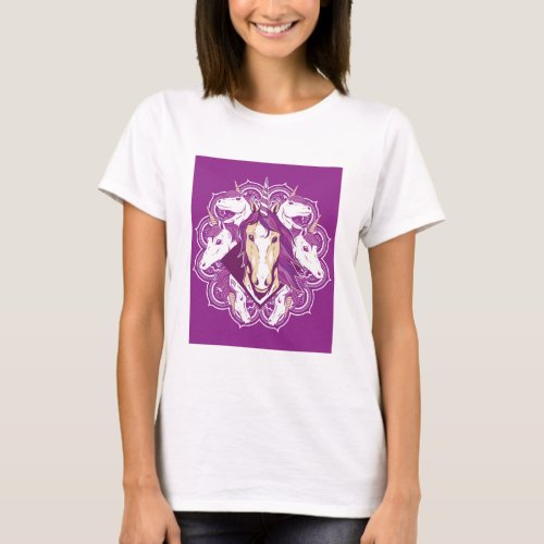 Purple Unicorn Mandala T_Shirt