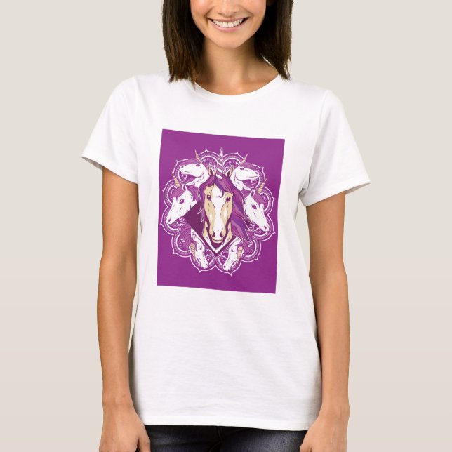 Purple Unicorn Mandala T-Shirt (Front)