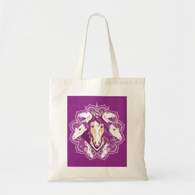 Purple Unicorn Mandala Tote Bag