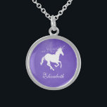 Purple Unicorn Necklace<br><div class="desc">Personalize a unique gift for your bridesmaids with a Purple Unicorn Necklace. Necklace design features a starry background with a unicorn adorned with stars. Personalize with the bridesmaid's name for a cherished reminder of your big day. Additional wedding stationery available with this design as well. Need help with customization? Please...</div>